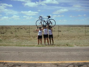 Kelly, Jenn, and Leah celebrate the fact that
eastern Colorado looks just like western Nebraska.