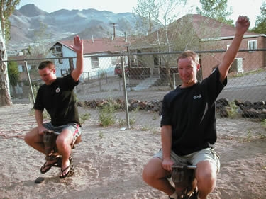 Wylie and Gary tame the wild playground horses in 
Tonopah, NV.