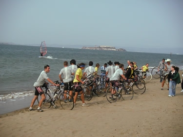 Eight weeks ago, we dipped our rear tires in the
Chesapeake Bay. On July 29th, at 4:30 PM, we dipped our front tires in the San Francisco Bay.