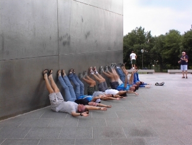 We couldn’t find the elevator, so we tried to walk up the side of the Arch. Why are we always doing things the hard way?