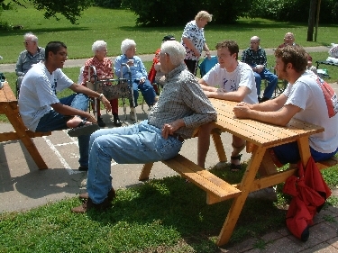 Making new friends at the hospice in Topeka, KS.