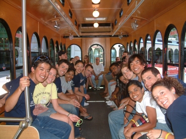 Some of the group in a classified location on our day off in St. Louis