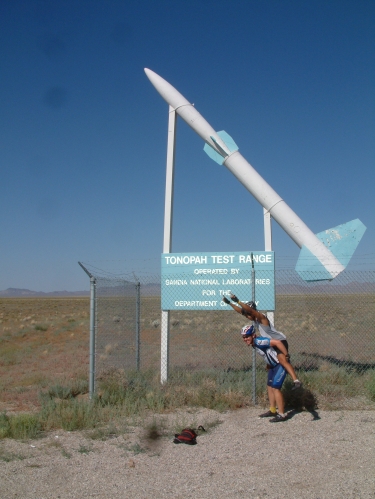 Travis tries to launch his fellow rider into Tonopah, NV.