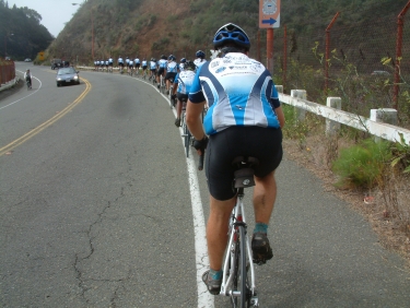 The Hopkins blue train tearing up the last hill before San Francisco.