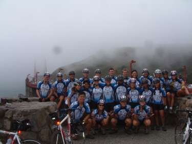 Lance Armstrong and Team Discovery Channel had their moment of glory at the Arc du Triomphe. We had ours in front of the Golden Gate Bridge in San Francisco, CA.