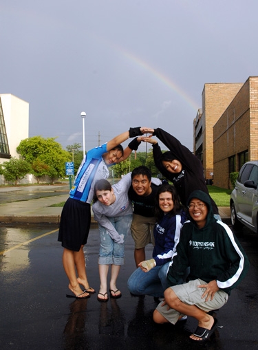 with a very faint double rainbow in cleveland