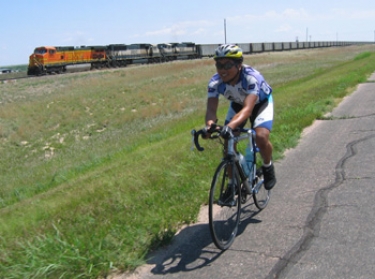 eric raced a train.  eric won, of course.