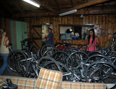 our ward cabin full of bikes