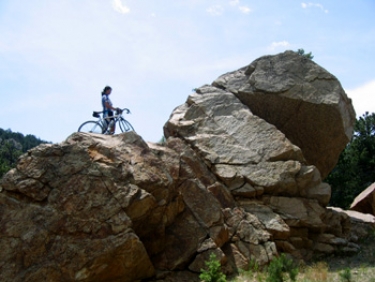 lauren biked up a bunch of rocks.  wow, she sure was rockin' it.