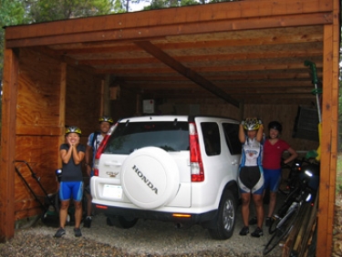 taking shelter from lightning and hail in some nice strangers' garage