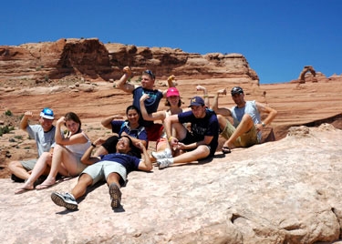 one group made a strenuous 0.5-mile climb to see the delicate arch from far away