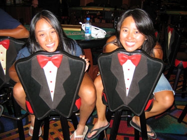 we didn't have nice clothes to wear around the lavish hotel. this was the best we could do.