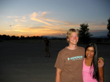 enjoying the sunset as joe throws a frisbee