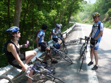 Min Ku (standing), Michelle, Arun, Sarah and Shantha take a breather.