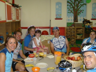 Breakfast with the kids at the Greensburg YMCA.