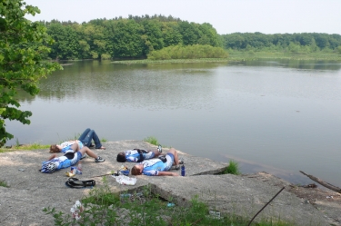 Napping lakeside at the lunch stop on our way into Cleveland, OH.