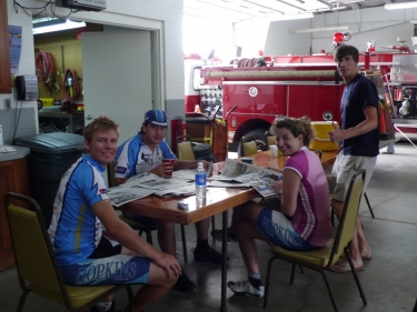 Eric, Tom, Sandy and Jarred in the firehouse.