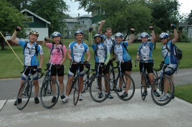 We arrive in Fayette, finishing our first century together!