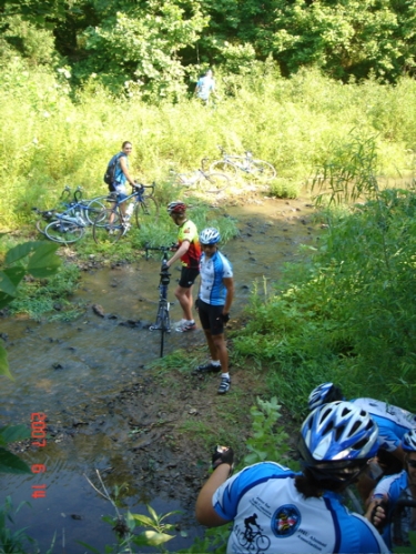 Fording the river! Happily, no oxen (or Lemonds) died.