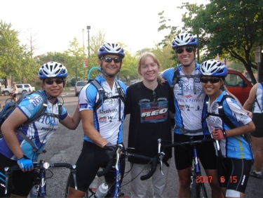 Christine, Devin, Jarred and Alice with their host in Columbia, MO.